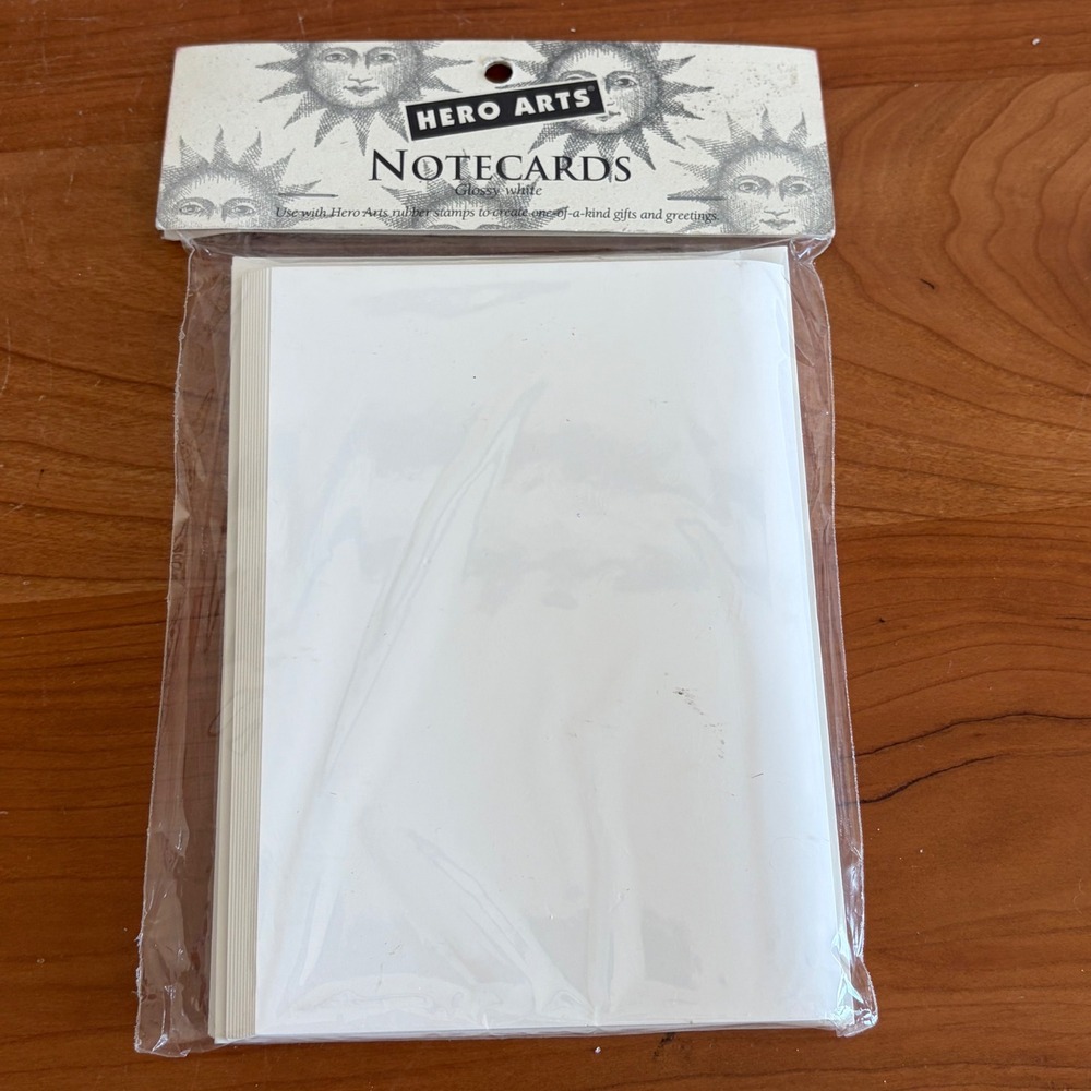 Vintage 1995 Hero Arts Glossy White Notecards 10 Count with Envelopes PS 114